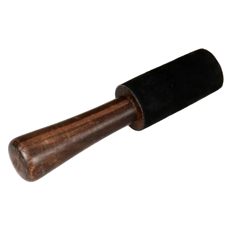 Singing Bowl Mallet 17x3.5 Leather Black | Rhythms & Roots